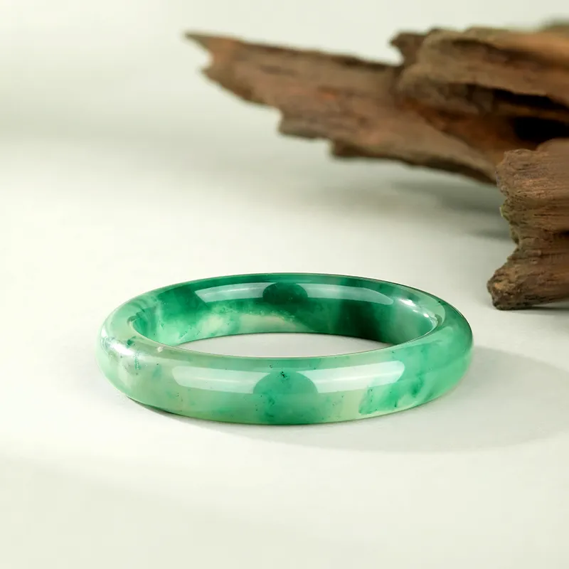 JINLIUFUJIXIANG Natural African Emerald Jade Bangles Unisex-3