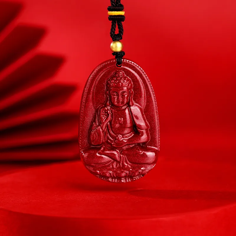 JINLIUFUJIXIANG Reconstructed Cinnabar Necklaces Unisex-15