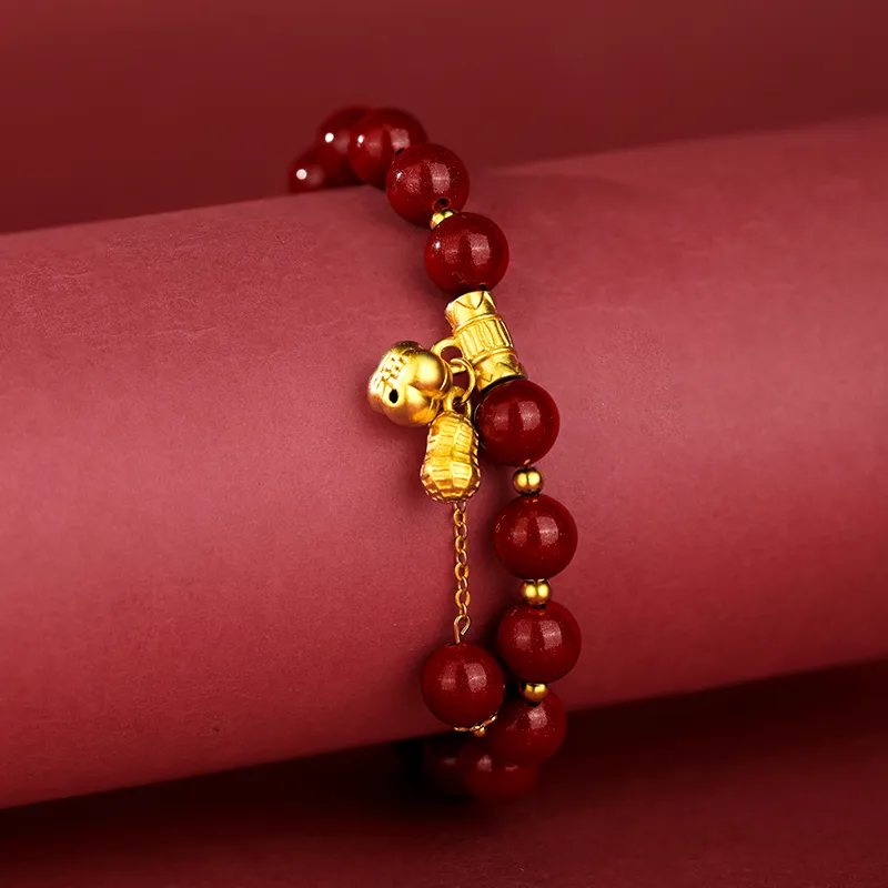 JINLIUFUJIXIANG Reconstructed Cinnabar Bracelets Unisex-7