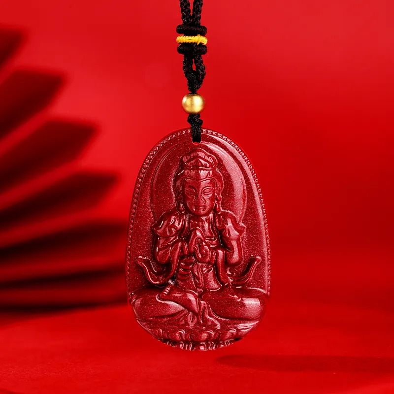 JINLIUFUJIXIANG Reconstructed Cinnabar Necklaces Unisex-21