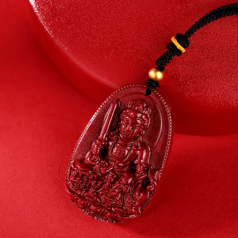 JINLIUFUJIXIANG Reconstructed Cinnabar Necklaces Unisex-44