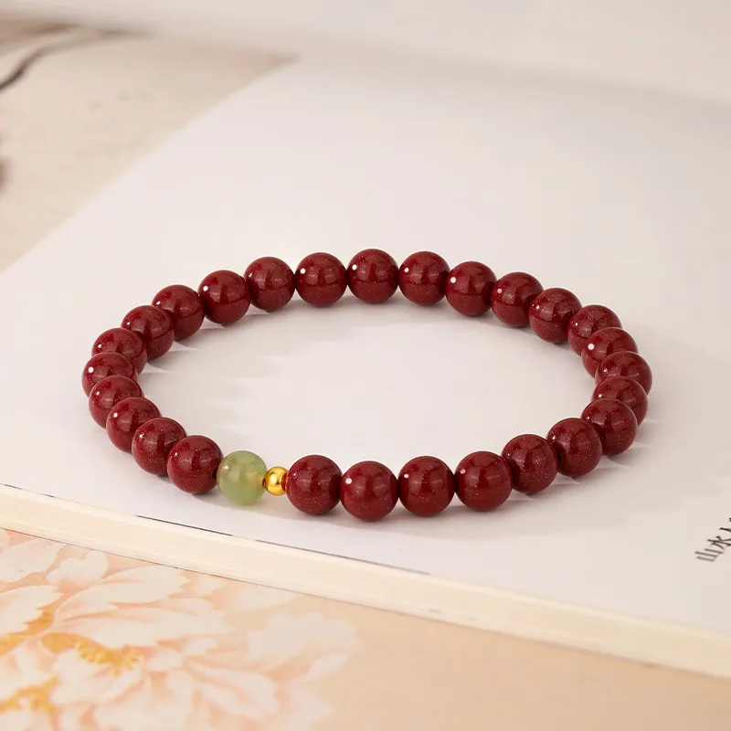 JINLIUFUJIXIANG Reconstructed Cinnabar Bracelets Unisex-3