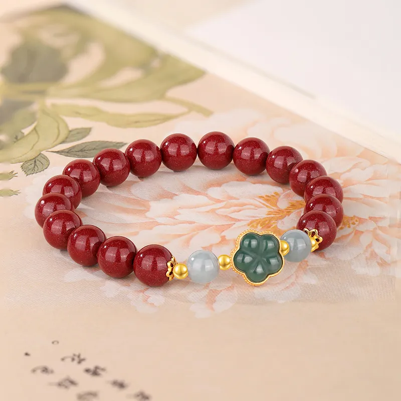 JINLIUFUJIXIANG Reconstructed Cinnabar Bracelets Unisex-4