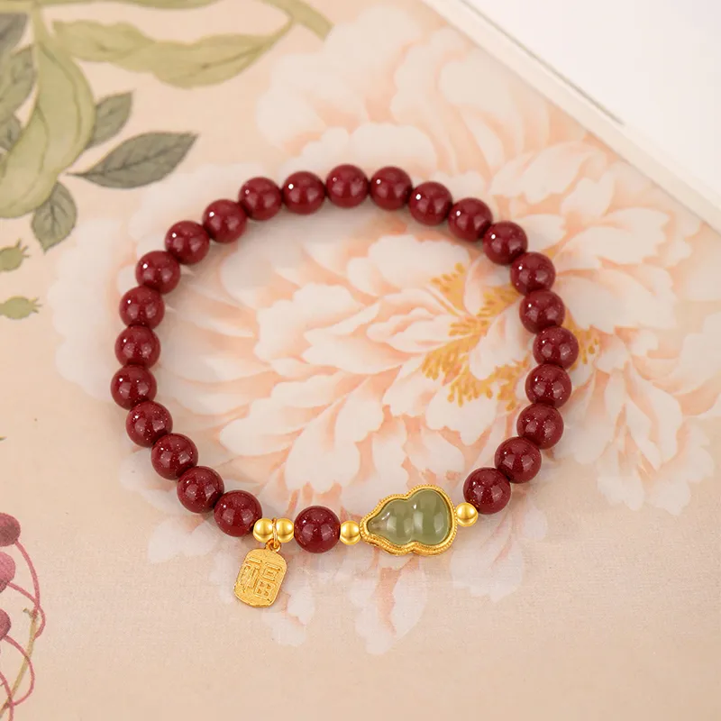 JINLIUFUJIXIANG Reconstructed Cinnabar Bracelets Unisex-6