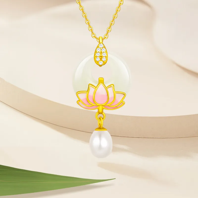 JINLIUFUJIXIANG Hetian Jade Necklaces White Jade/Pale Greenish White Jade Women's-3