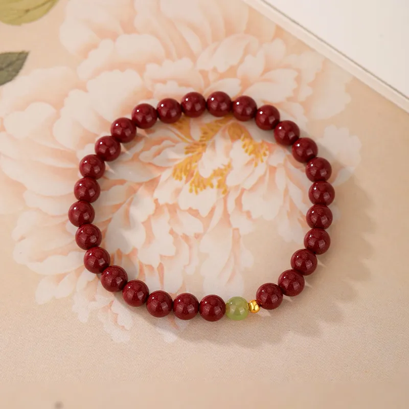 JINLIUFUJIXIANG Reconstructed Cinnabar Bracelets Unisex-4