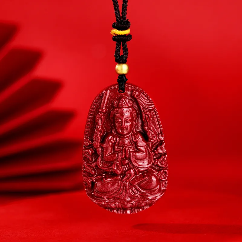 JINLIUFUJIXIANG Reconstructed Cinnabar Necklaces Unisex-28