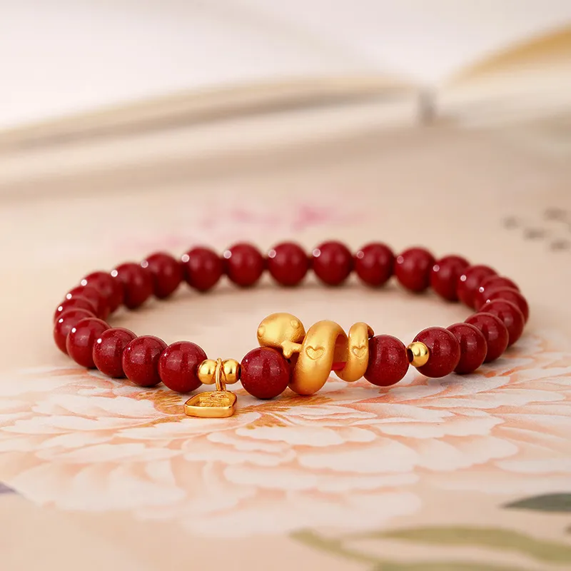 JINLIUFUJIXIANG Reconstructed Cinnabar Bracelets Unisex-3