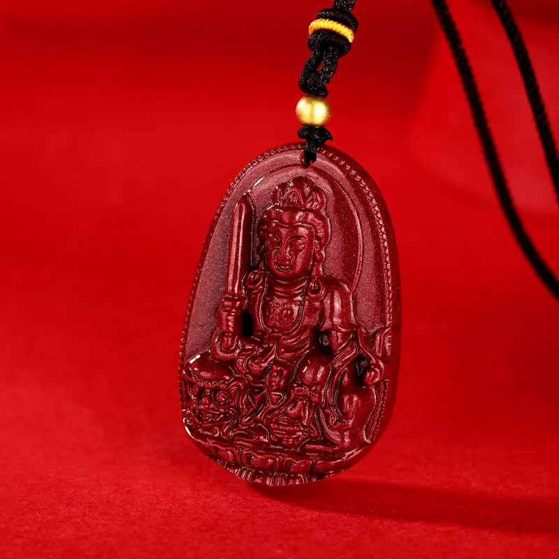 JINLIUFUJIXIANG Reconstructed Cinnabar Necklaces Unisex-43