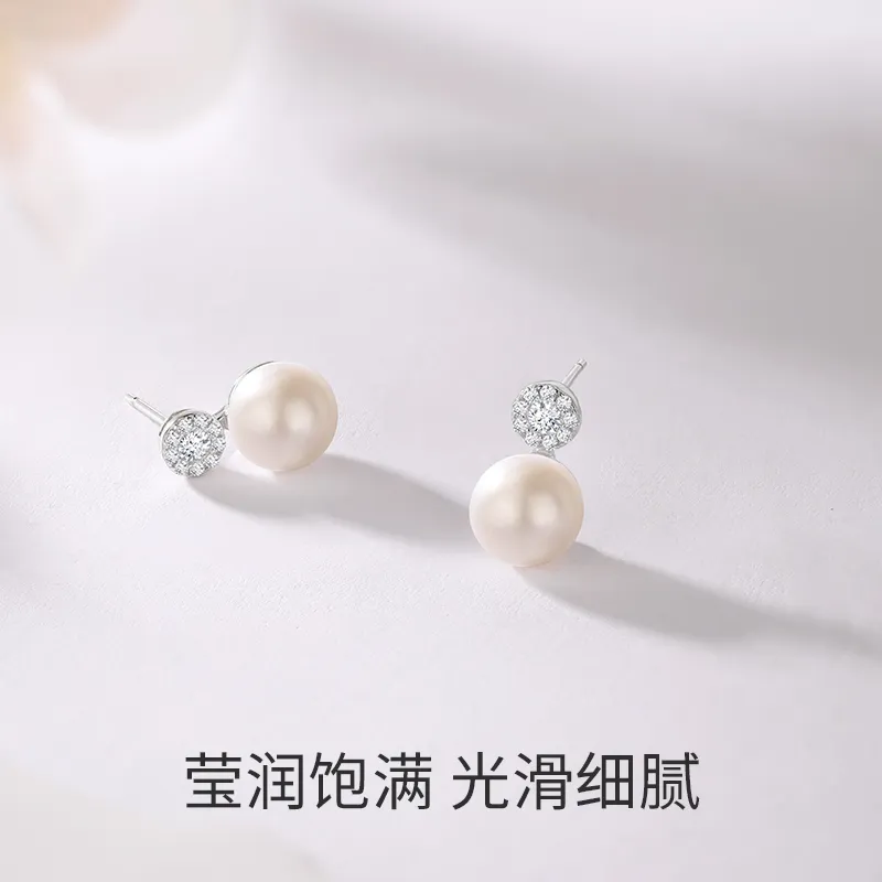 JINLIUFUJIXIANG Freshwater Pearl Stud Earrings Women's-3