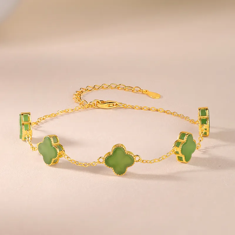 JINLIUFUJIXIANG Bracelets Pale Greenish White Jade Women's-11