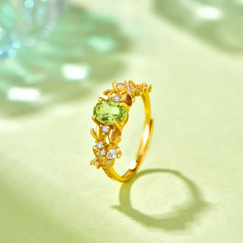 JINLIUFUJIXIANG Natural Peridots Rings Unisex-2