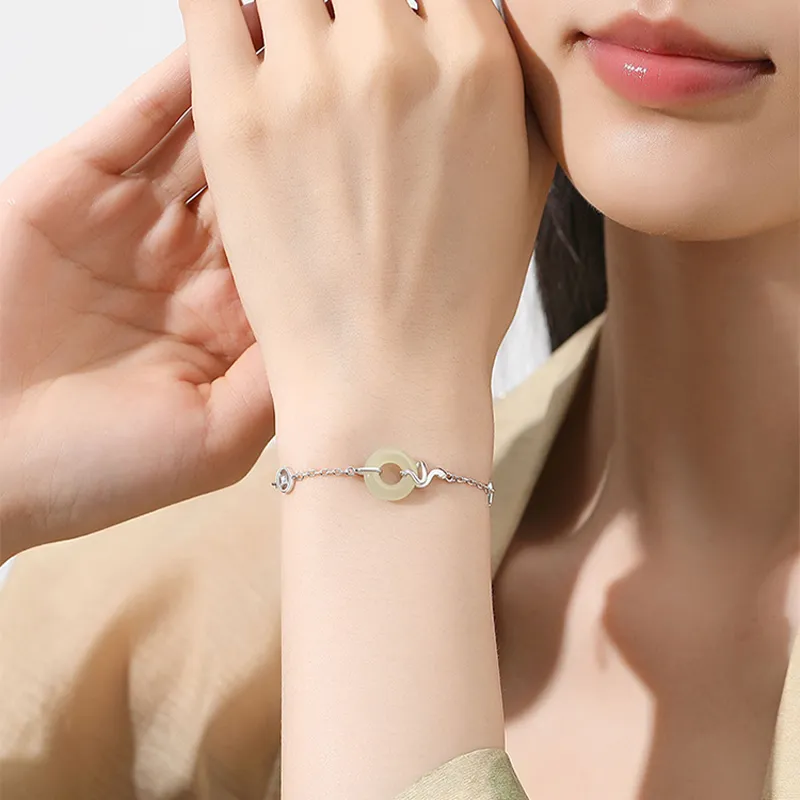 JINLIUFUJIXIANG Hetian Jade Bracelets White Jade/Pale Greenish White Jade Women's-6