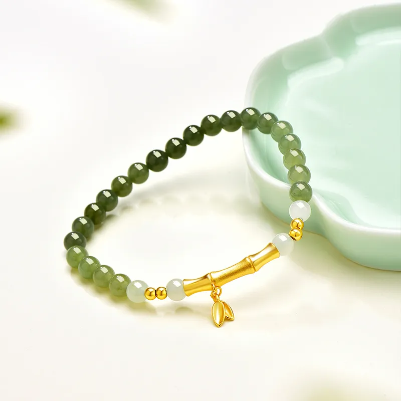 JINLIUFUJIXIANG Hetian Jade Bracelets Pale Greenish White Jade Unisex-5