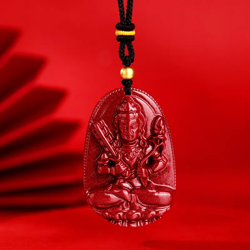 JINLIUFUJIXIANG Reconstructed Cinnabar Necklaces Unisex-49