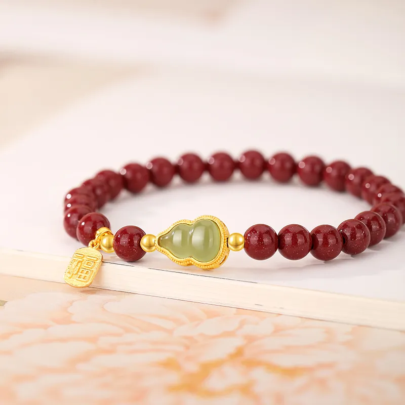 JINLIUFUJIXIANG Reconstructed Cinnabar Bracelets Unisex-5