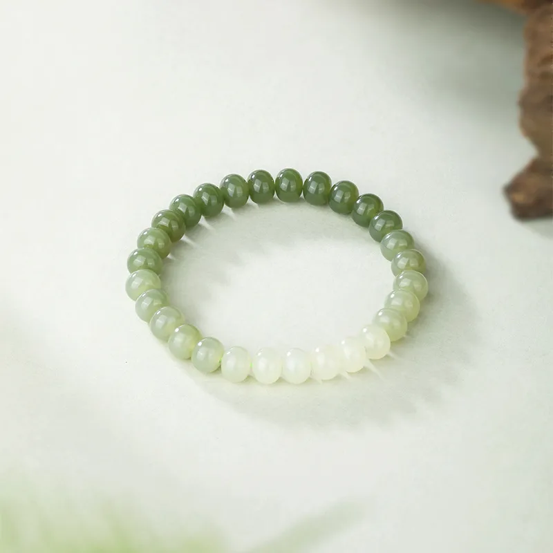 JINLIUFUJIXIANG Hetian Jade Bracelets Pale Greenish White Jade Unisex-4