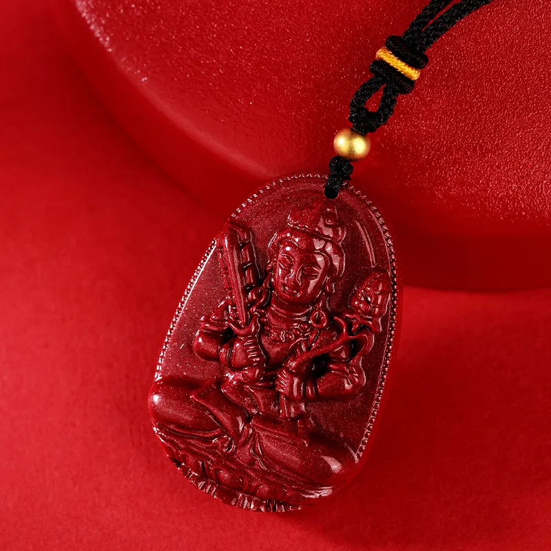 JINLIUFUJIXIANG Reconstructed Cinnabar Necklaces Unisex-51