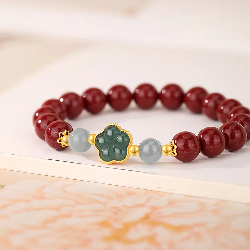 JINLIUFUJIXIANG Reconstructed Cinnabar Bracelets Unisex-5