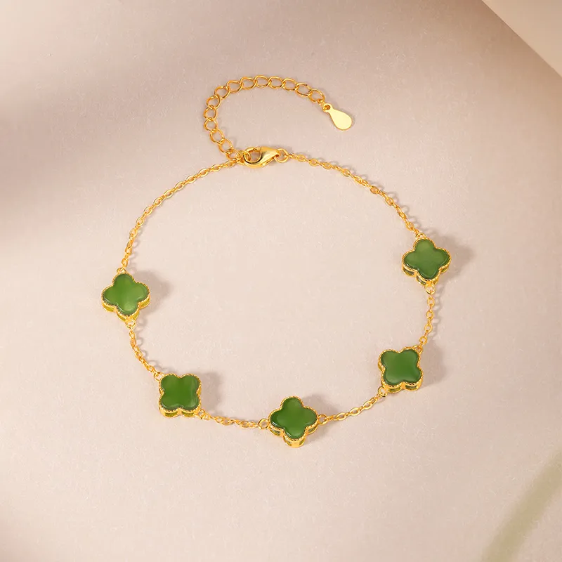 JINLIUFUJIXIANG Bracelets Pale Greenish White Jade Women's-12