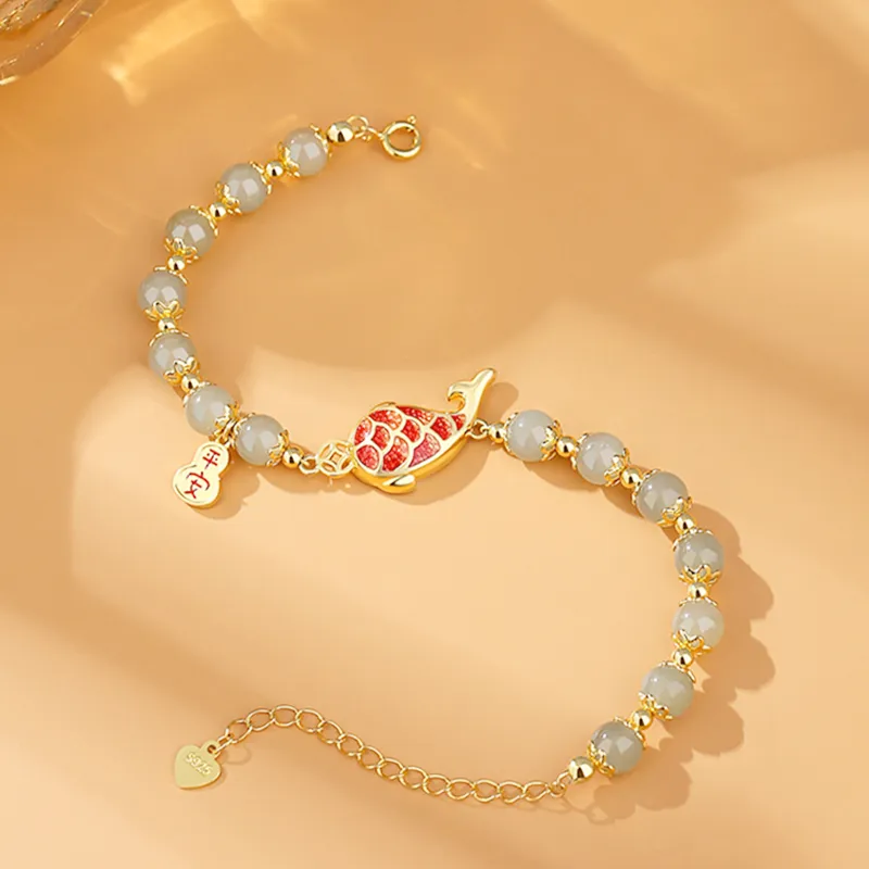 JINLIUFUJIXIANG Hetian Jade Bracelets White Jade/Pale Greenish White Jade Women's-4