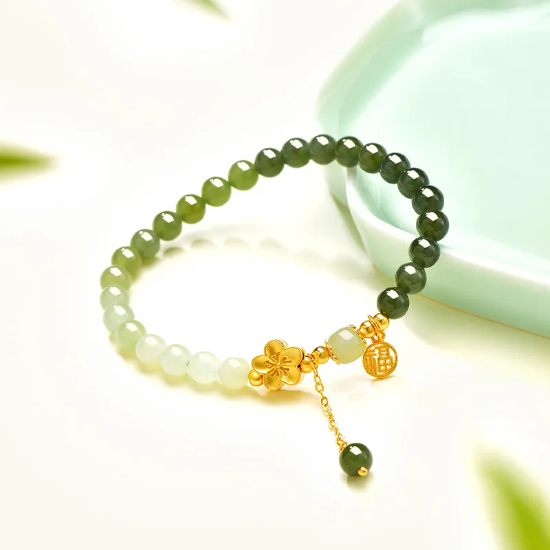 JINLIUFUJIXIANG Hetian Jade Bracelets Green Jade Unisex-5