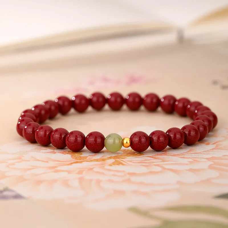 JINLIUFUJIXIANG Reconstructed Cinnabar Bracelets Unisex-2