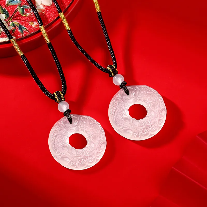 JINLIUFUJIXIANG Natural Obsidian Jade Necklaces Unisex-11