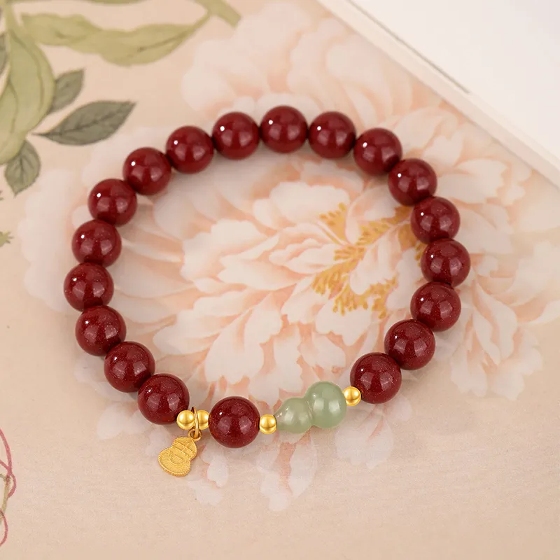 JINLIUFUJIXIANG Reconstructed Cinnabar Bracelets Unisex-5