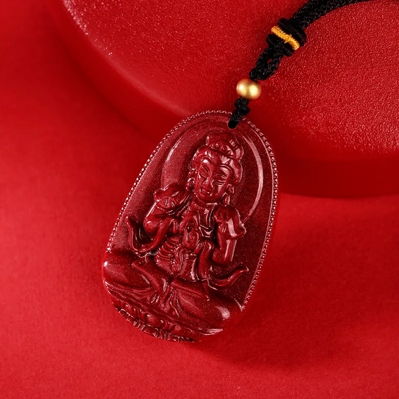 JINLIUFUJIXIANG Reconstructed Cinnabar Necklaces Unisex-23