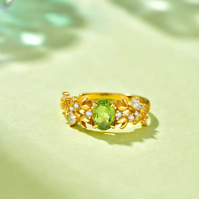 JINLIUFUJIXIANG Natural Peridots Rings Unisex-1