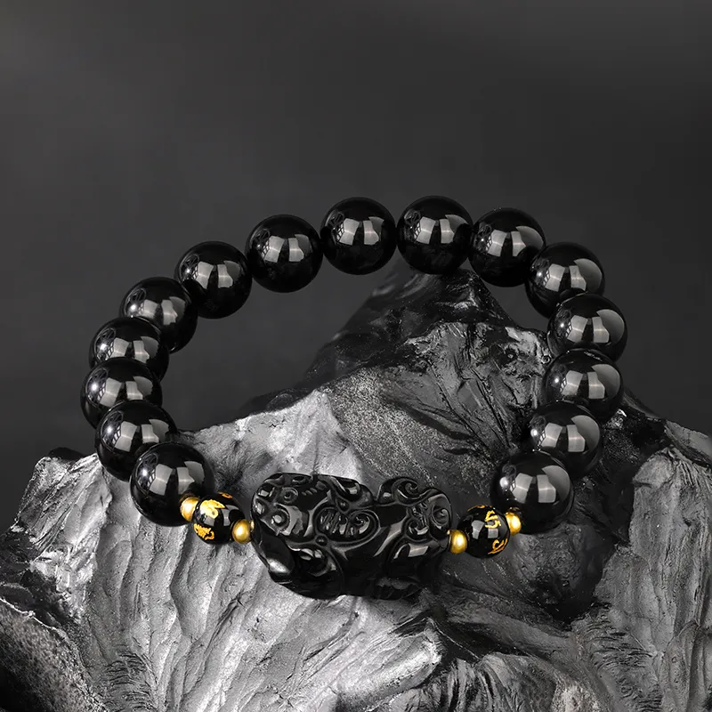 JINLIUFUJIXIANG Natural Obsidian Bracelets Unisex-6