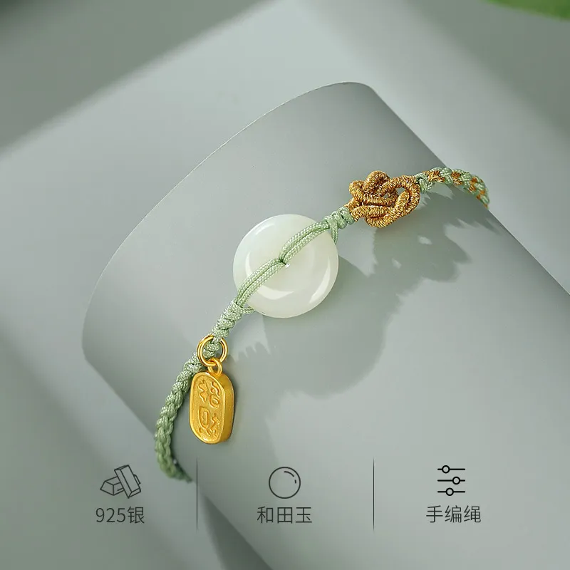 JINLIUFUJIXIANG Hetian Jade Bracelets White Jade/Pale Greenish White Jade Women's-3