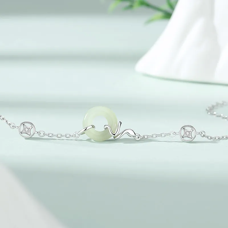 JINLIUFUJIXIANG Hetian Jade Bracelets White Jade/Pale Greenish White Jade Women's-4