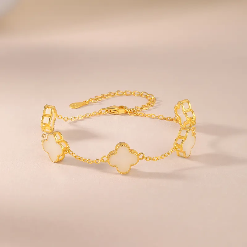 JINLIUFUJIXIANG Bracelets Pale Greenish White Jade Women's-4
