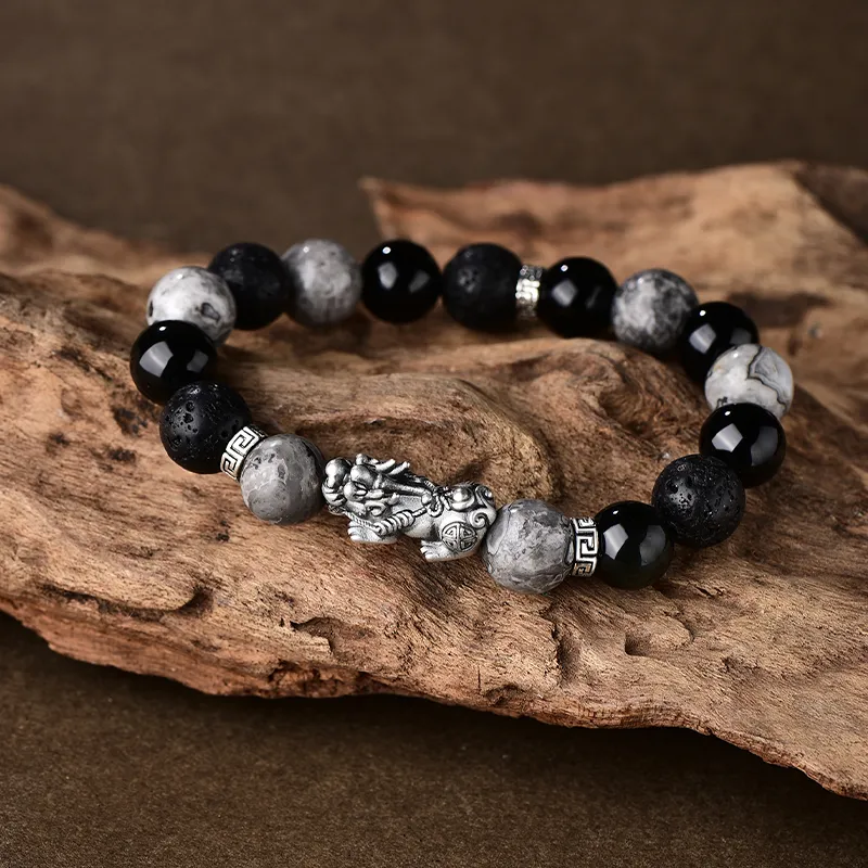 JINLIUFUJIXIANG Obsidian Jade Bracelets Men's-4