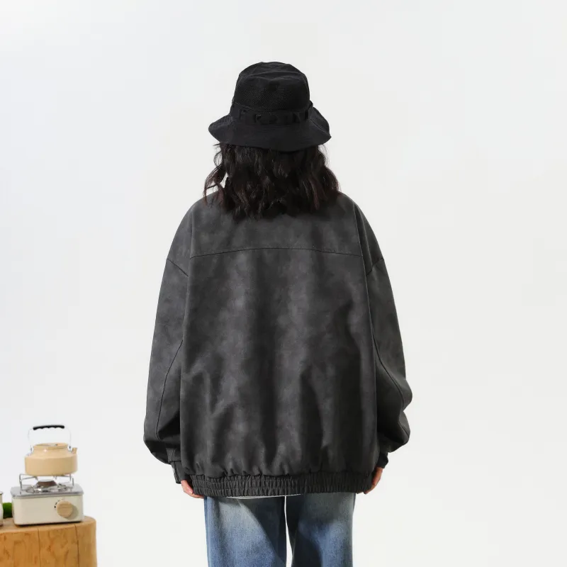 BRUMAIRE Leather Jacket Unisex Black Gray Color-3