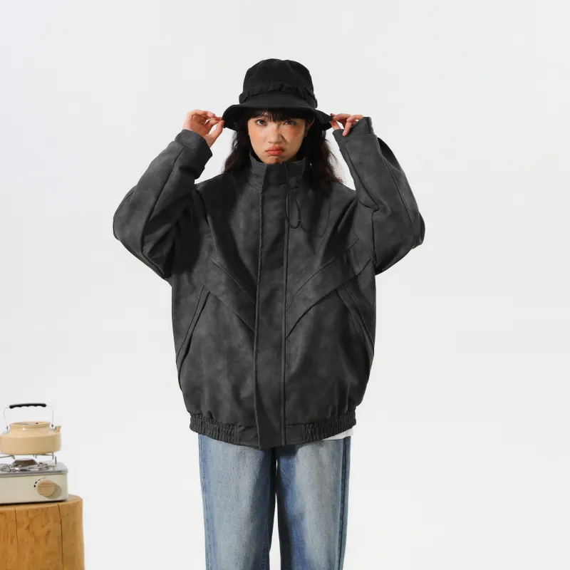 BRUMAIRE Leather Jacket Unisex Black Gray Color-2