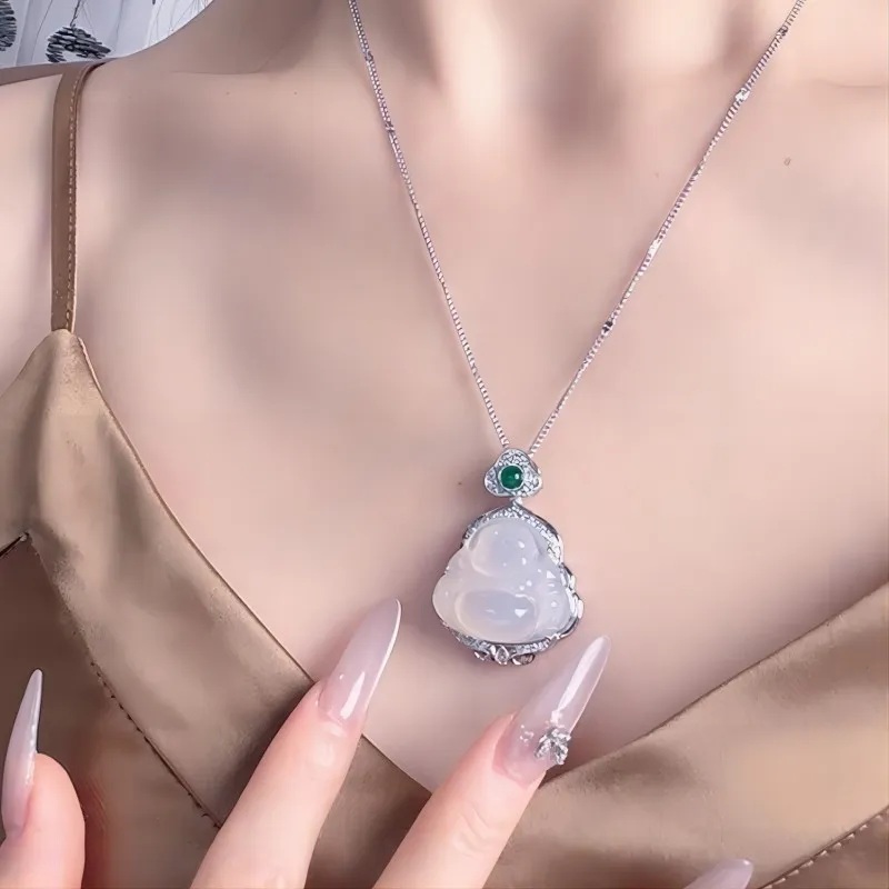SHANGMANG Chalcedony Necklaces Unisex-3