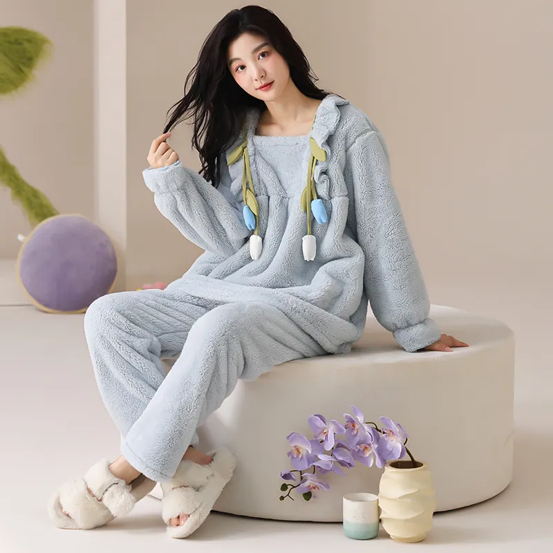 YIROUQING Pajama Set Women's Sky Blue-2