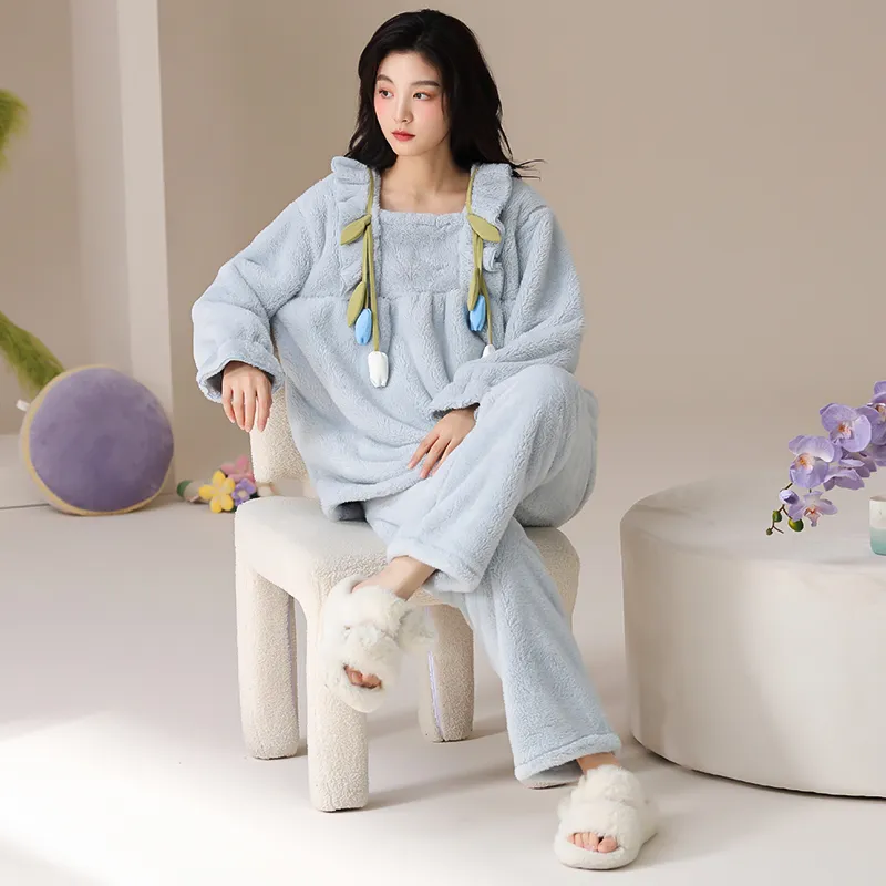 YIROUQING Pajama Set Women's Sky Blue-3