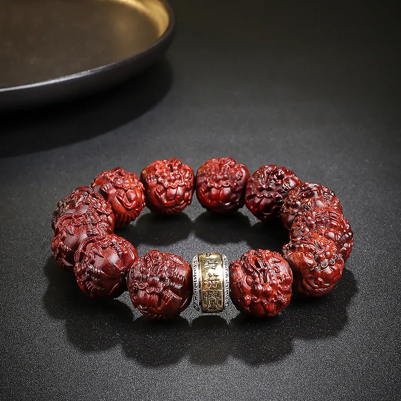 MUSHENGYUAN Bloodwood Good Luck Beaded Bracelet Men's-10
