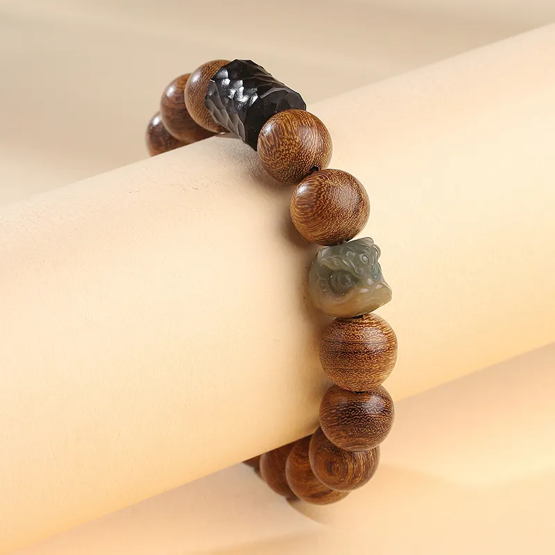 MUSHENGYUAN Golden Sandalwood Wooden Bracelets Unisex-6