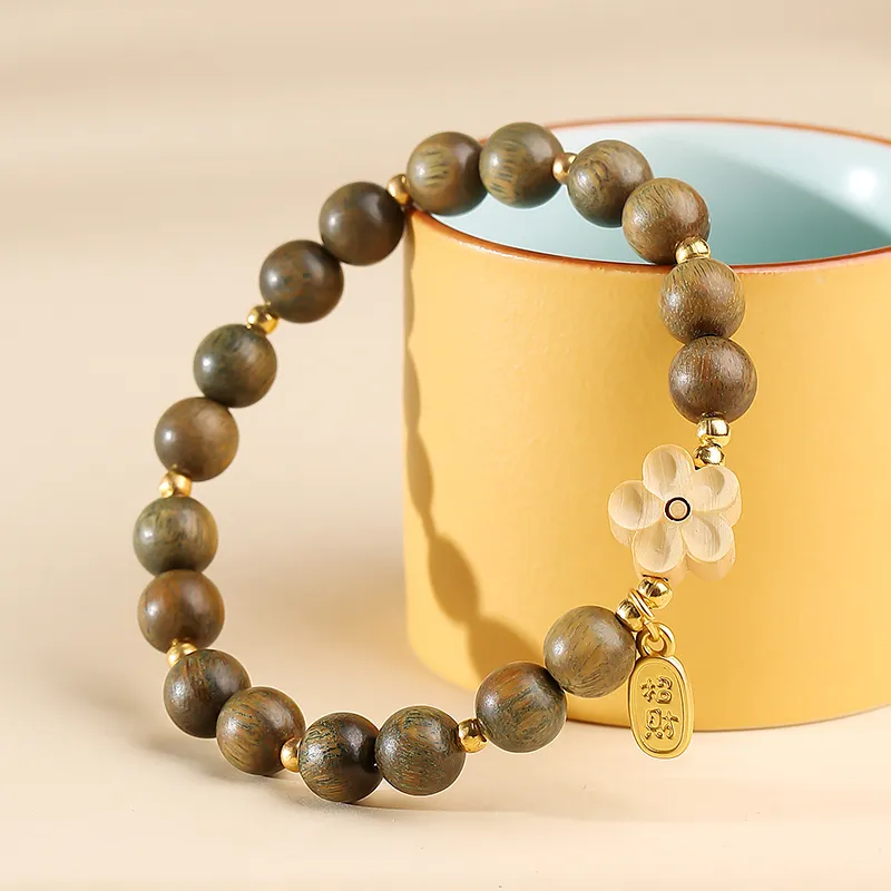 MUSHENGYUAN Green Sandalwood Bracelets Women's-6
