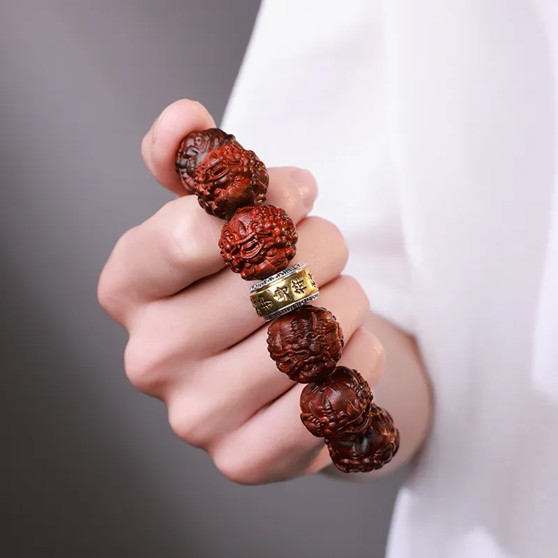 MUSHENGYUAN Bloodwood Good Luck Beaded Bracelet Men's-12