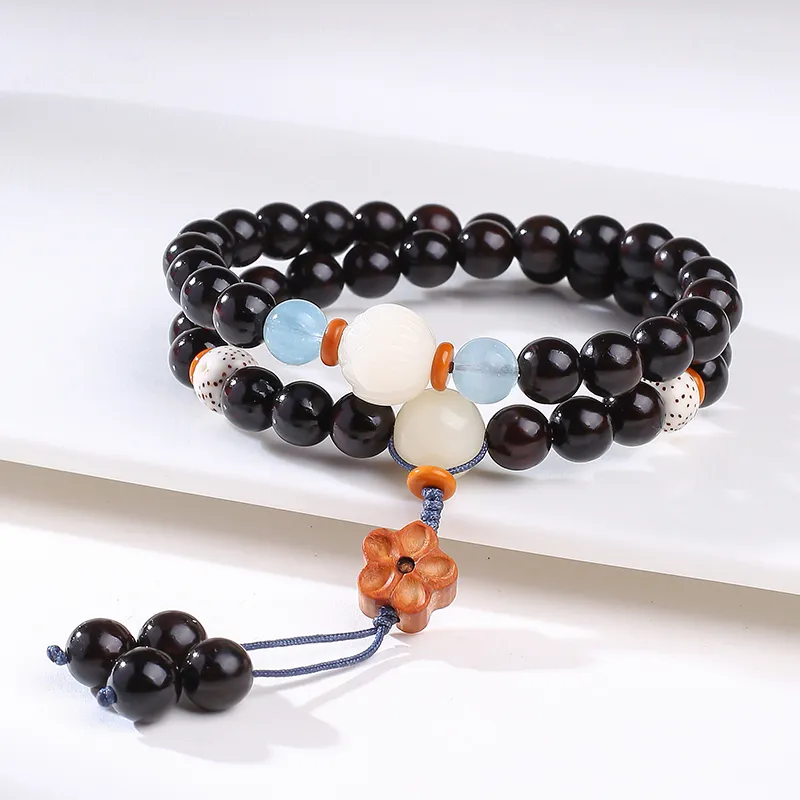 MUSHENGYUAN Ebony Sandalwood Beaded Bracelet Women's-1
