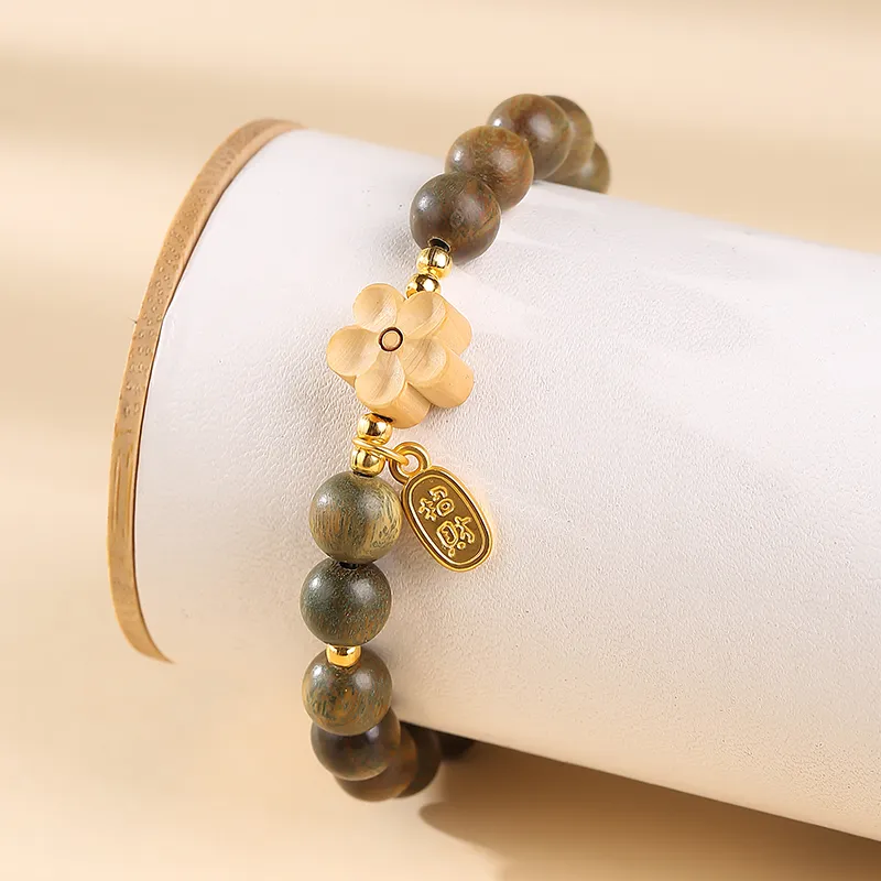 MUSHENGYUAN Green Sandalwood Bracelets Women's-7