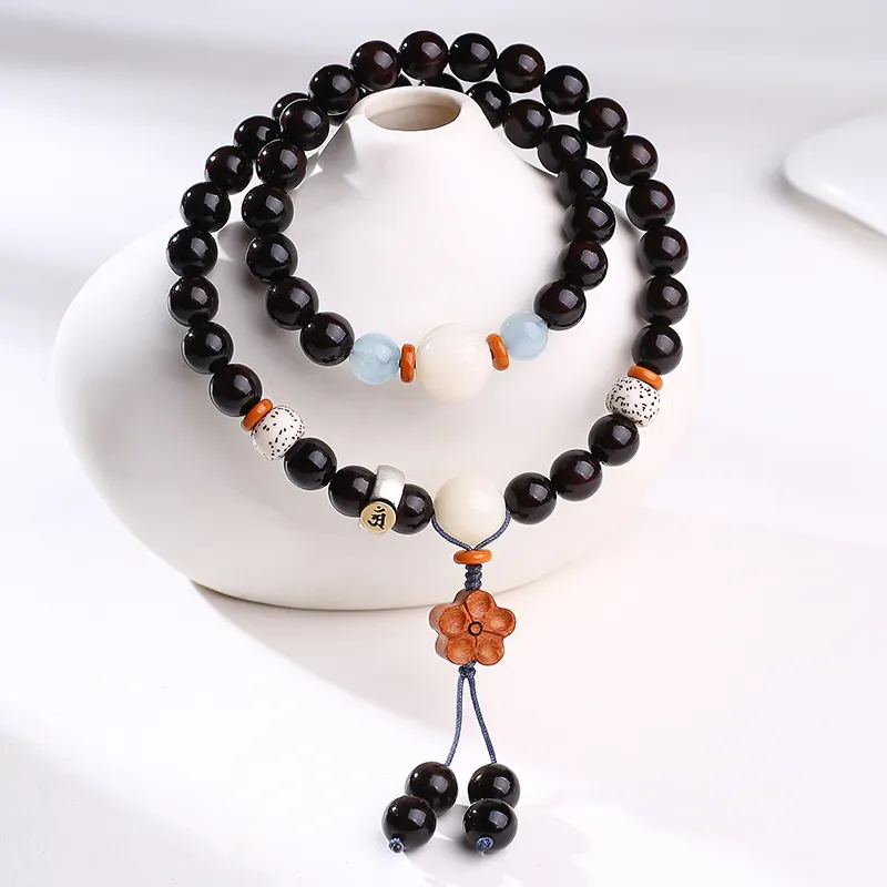 MUSHENGYUAN Ebony Sandalwood Beaded Bracelet Women's-20