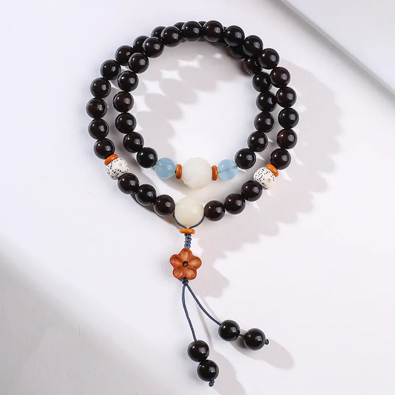 MUSHENGYUAN Ebony Sandalwood Beaded Bracelet Women's-7