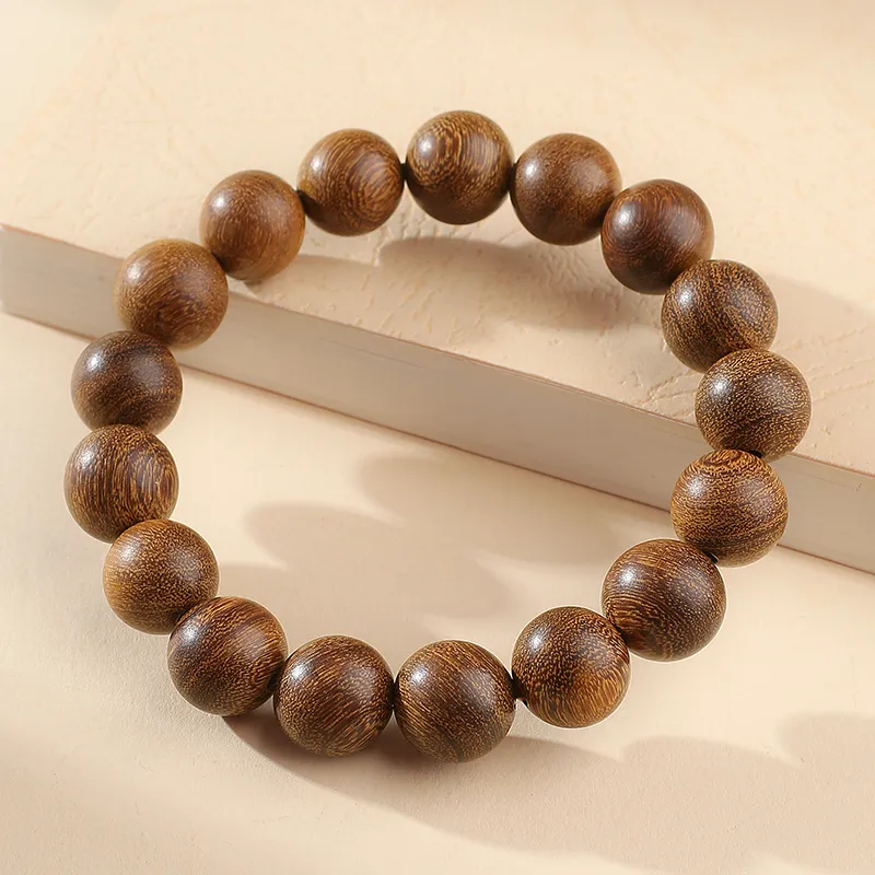 MUSHENGYUAN Golden Sandalwood Beaded Bracelet Unisex-7